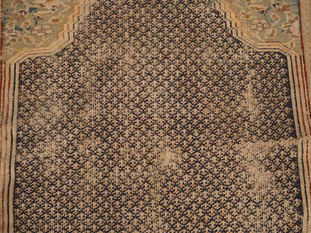 ANTIQUE TURKISH GHIORDES PRAYER RUG, BLUE GROUND, 18TH CENTURY. View IX