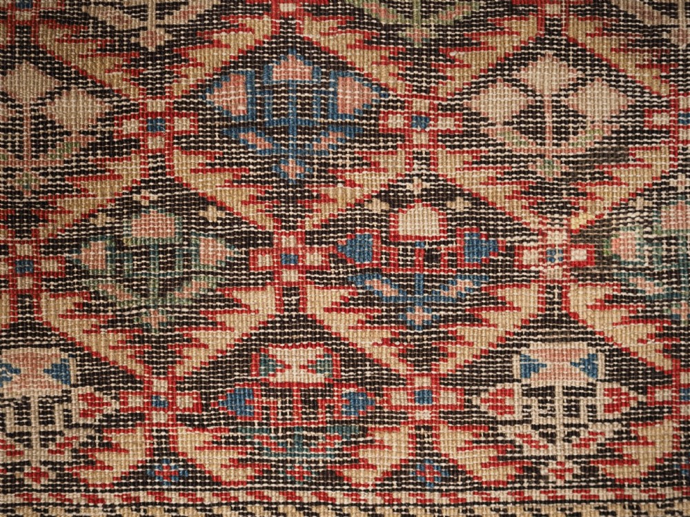 ANTIQUE CAUCASIAN KUBA SHIRVAN RUG OF FLORAL LATTICE DESIGN, CIRCA 1880. View XII
