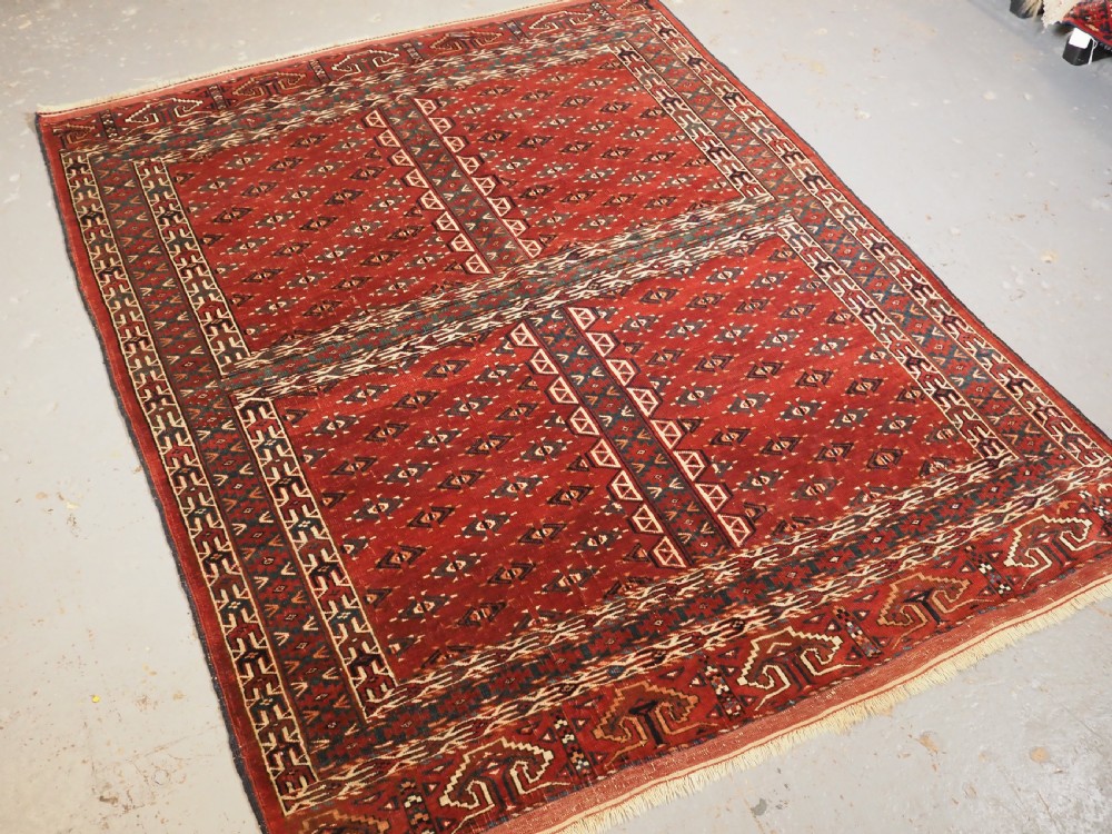 ANTIQUE YOMUT TURKMEN ENSI WITH EAGLE HEAD DESIGN ELEM, CIRCA 1900. View II