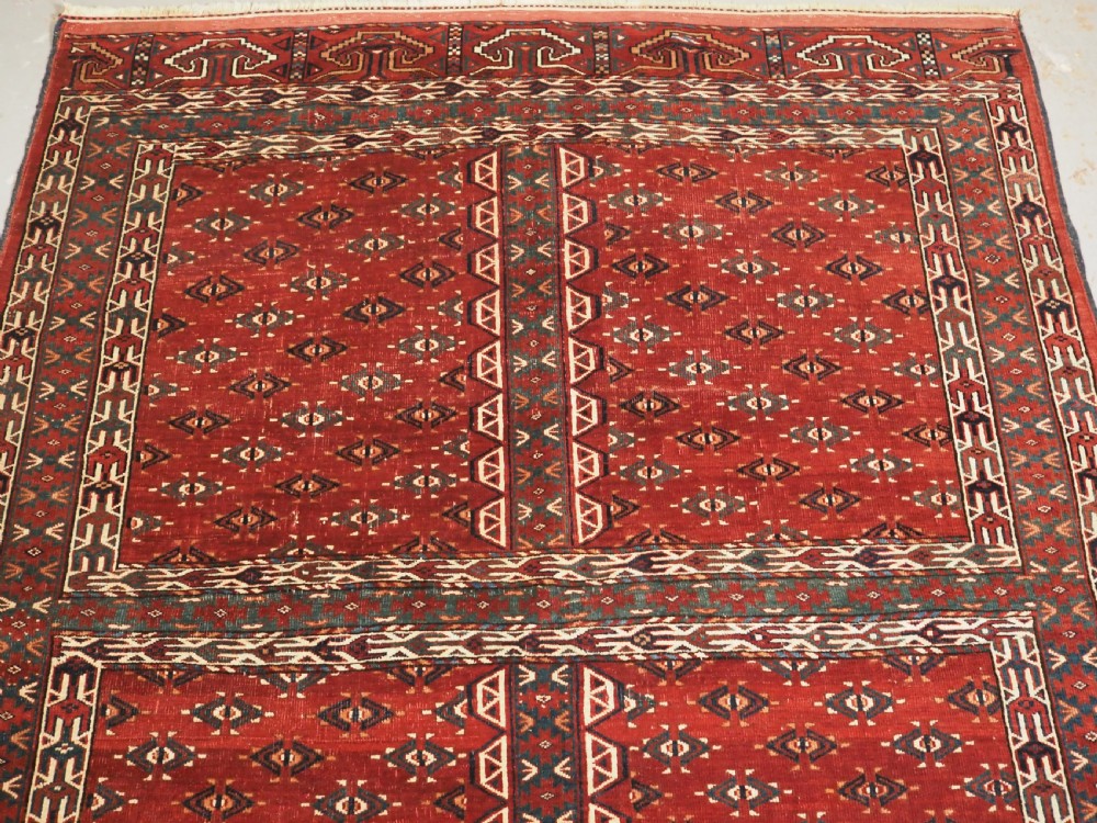 ANTIQUE YOMUT TURKMEN ENSI WITH EAGLE HEAD DESIGN ELEM, CIRCA 1900. View III
