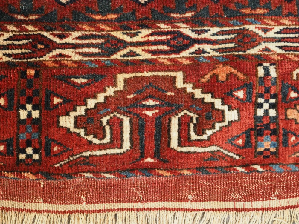 ANTIQUE YOMUT TURKMEN ENSI WITH EAGLE HEAD DESIGN ELEM, CIRCA 1900. View IX