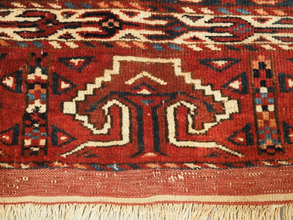 ANTIQUE YOMUT TURKMEN ENSI WITH EAGLE HEAD DESIGN ELEM, CIRCA 1900. View X
