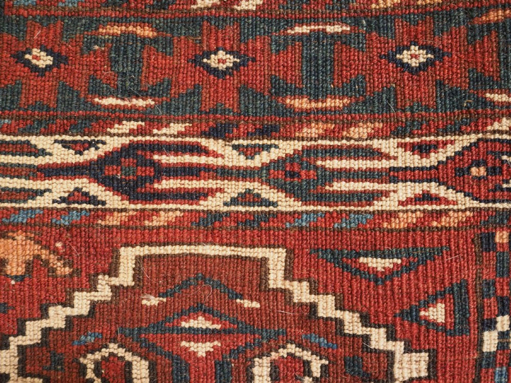 ANTIQUE YOMUT TURKMEN ENSI WITH EAGLE HEAD DESIGN ELEM, CIRCA 1900. View XI