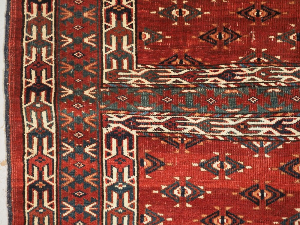 ANTIQUE YOMUT TURKMEN ENSI WITH EAGLE HEAD DESIGN ELEM, CIRCA 1900. View XII