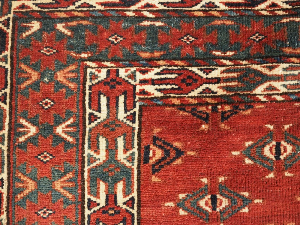 ANTIQUE YOMUT TURKMEN ENSI WITH EAGLE HEAD DESIGN ELEM, CIRCA 1900. View XIII
