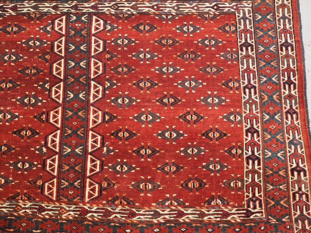 ANTIQUE YOMUT TURKMEN ENSI WITH EAGLE HEAD DESIGN ELEM, CIRCA 1900. View XIV