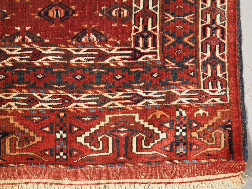 ANTIQUE YOMUT TURKMEN ENSI WITH EAGLE HEAD DESIGN ELEM, CIRCA 1900. View XVI