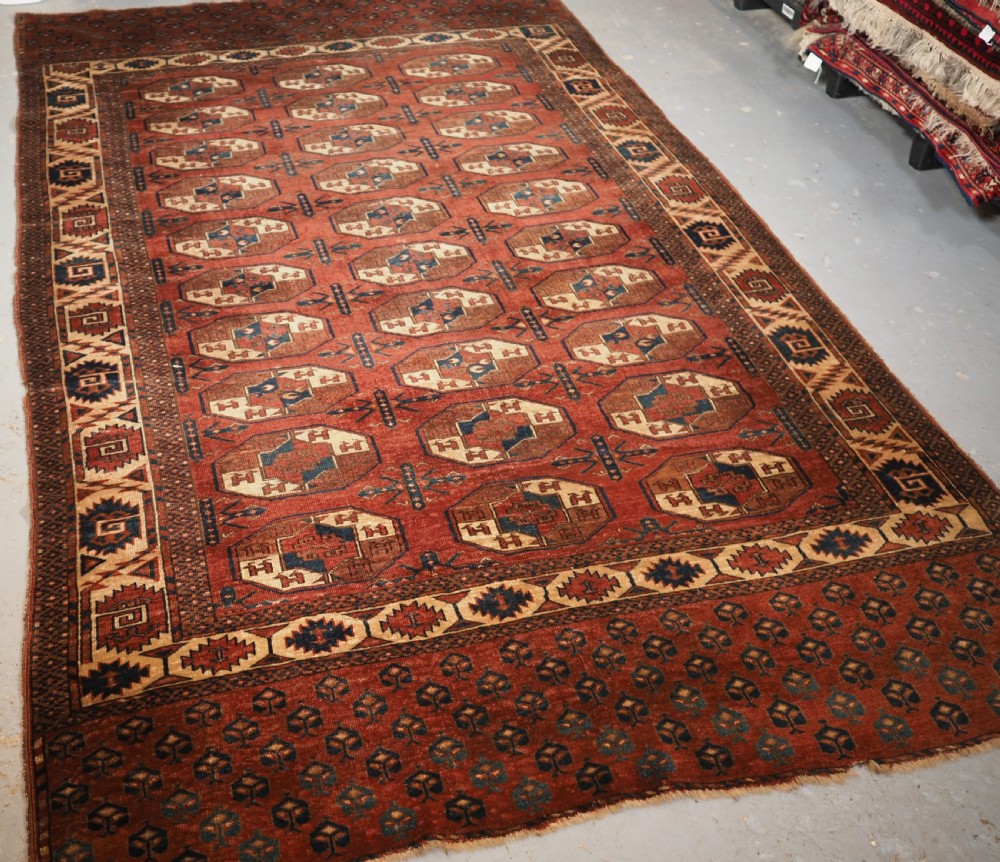 ANTIQUE YOMUT KARADASHLI TURKMEN MAIN CARPET, SCARCE C GUL CENTRES, PUBLISHED, 1ST HALF 19TH CENTURY. View II