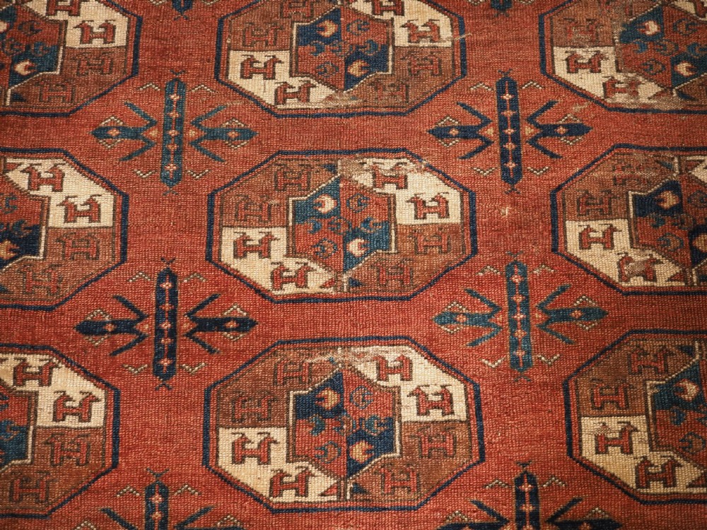 ANTIQUE YOMUT KARADASHLI TURKMEN MAIN CARPET, SCARCE C GUL CENTRES, PUBLISHED, 1ST HALF 19TH CENTURY. View IX
