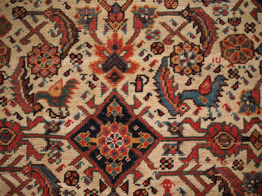 ANTIQUE QASHQAI LONG RUG, IVORY GROUND HERATI DESIGN WITH TIBAL ELEMENTS,  CIRCA 1870. View VII
