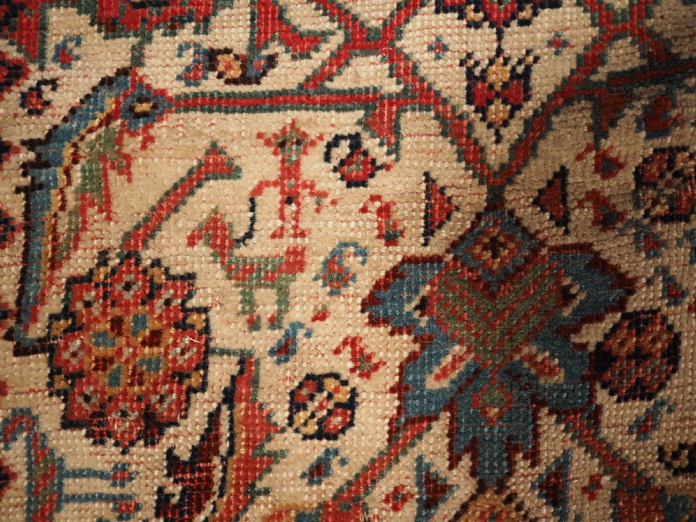 ANTIQUE QASHQAI LONG RUG, IVORY GROUND HERATI DESIGN WITH TIBAL ELEMENTS,  CIRCA 1870. View X