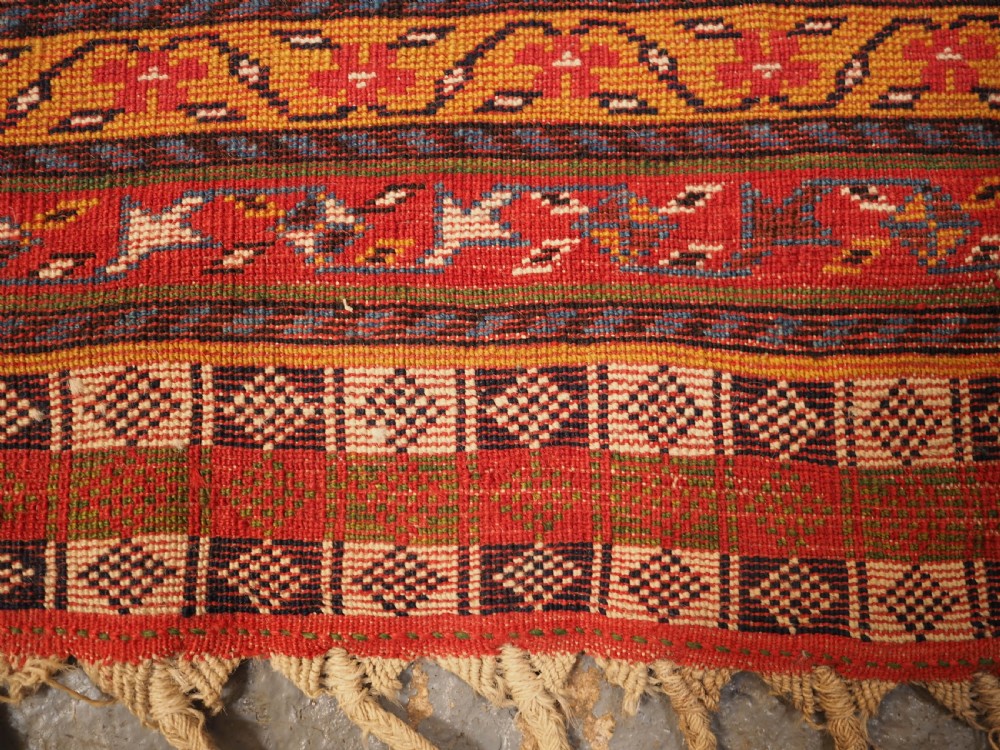 ANTIQUE QASHQAI LONG RUG, IVORY GROUND HERATI DESIGN WITH TIBAL ELEMENTS,  CIRCA 1870. View XII