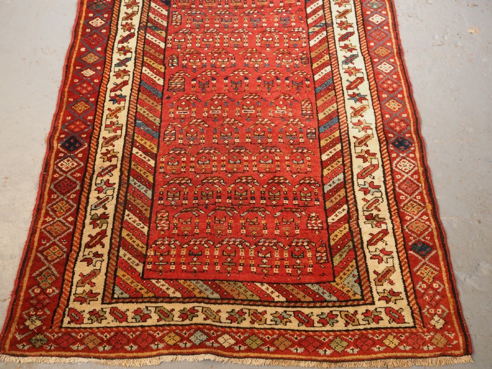 ANTIQUE KURDISH LONG RUG WITH ALL OVER BOTEH DESIGN, CIRCA 1900. View V