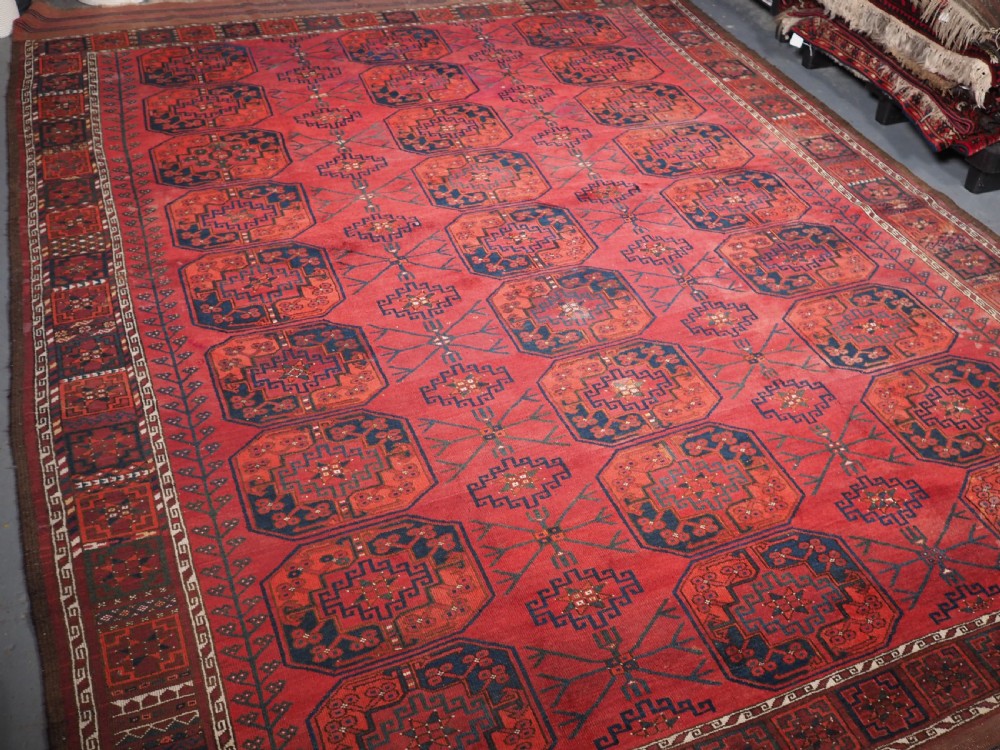 ANTIQUE AFGHAN ERSARI MAIN CARPET, SOFT COLOUR, CIRCA 1890.