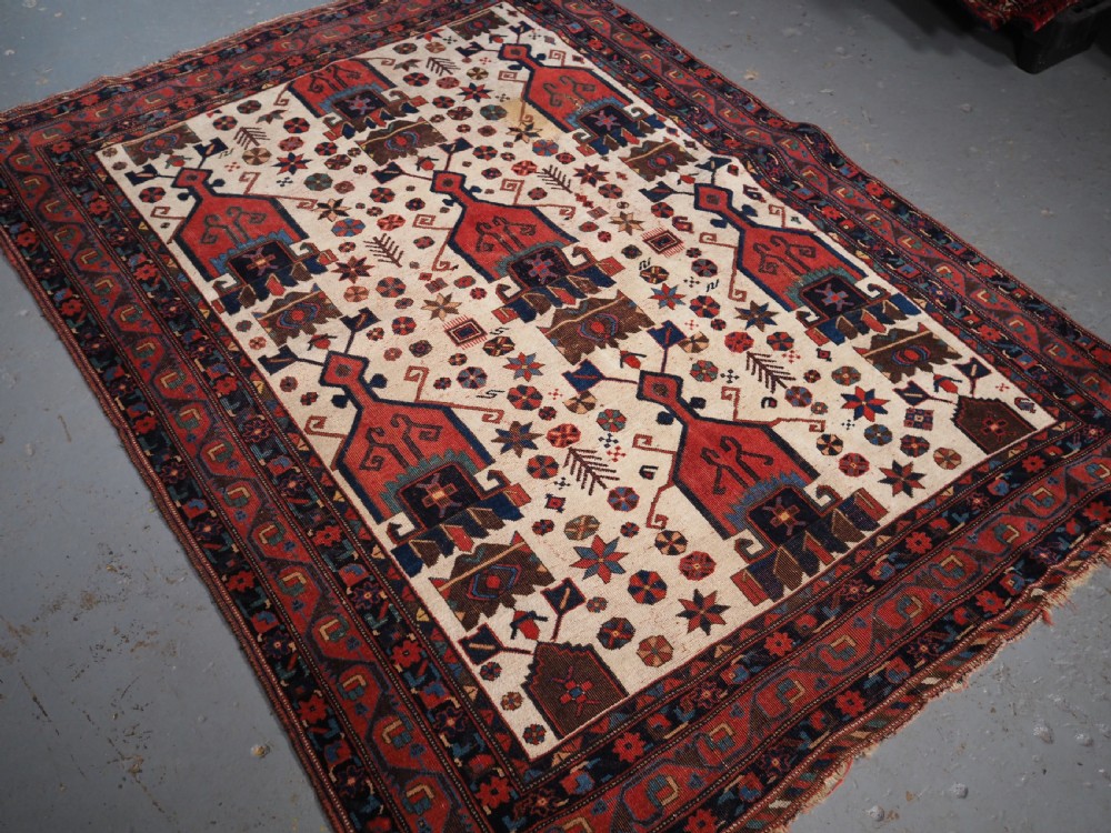 ANTIQUE AFSHAR NERIZ RUG WITH SHIELD DESIGN, CIRCA 1900. View II