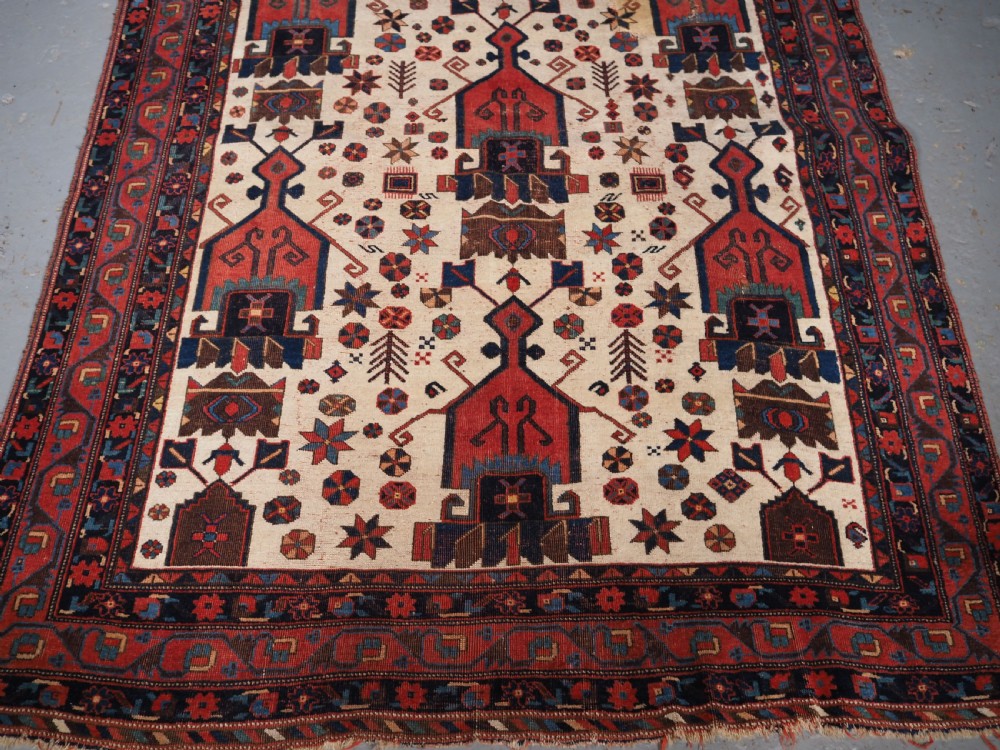 ANTIQUE AFSHAR NERIZ RUG WITH SHIELD DESIGN, CIRCA 1900. View VI