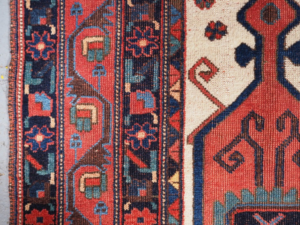 ANTIQUE AFSHAR NERIZ RUG WITH SHIELD DESIGN, CIRCA 1900. View VII