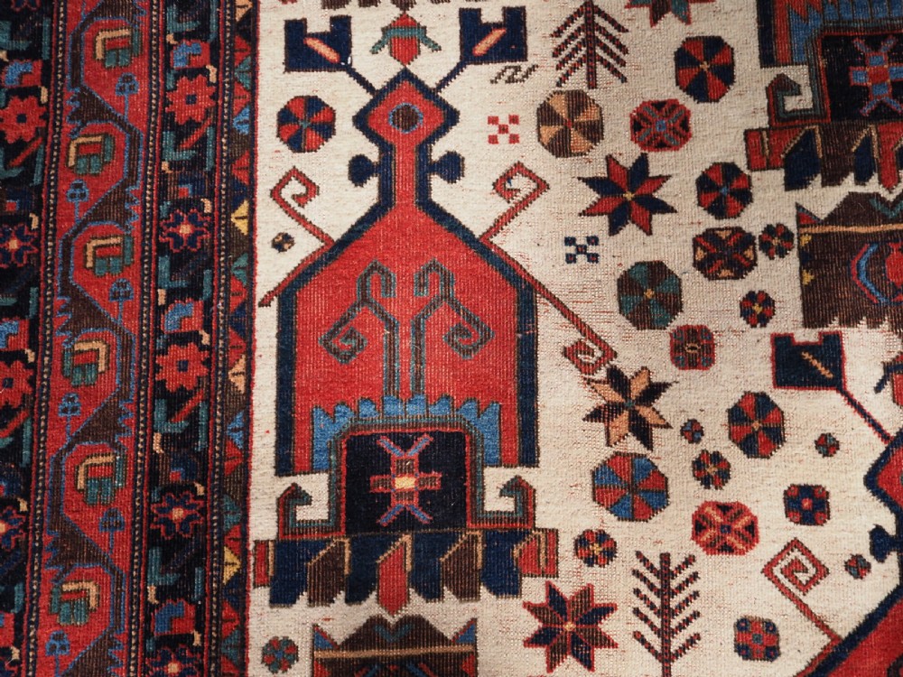 ANTIQUE AFSHAR NERIZ RUG WITH SHIELD DESIGN, CIRCA 1900. View VIII