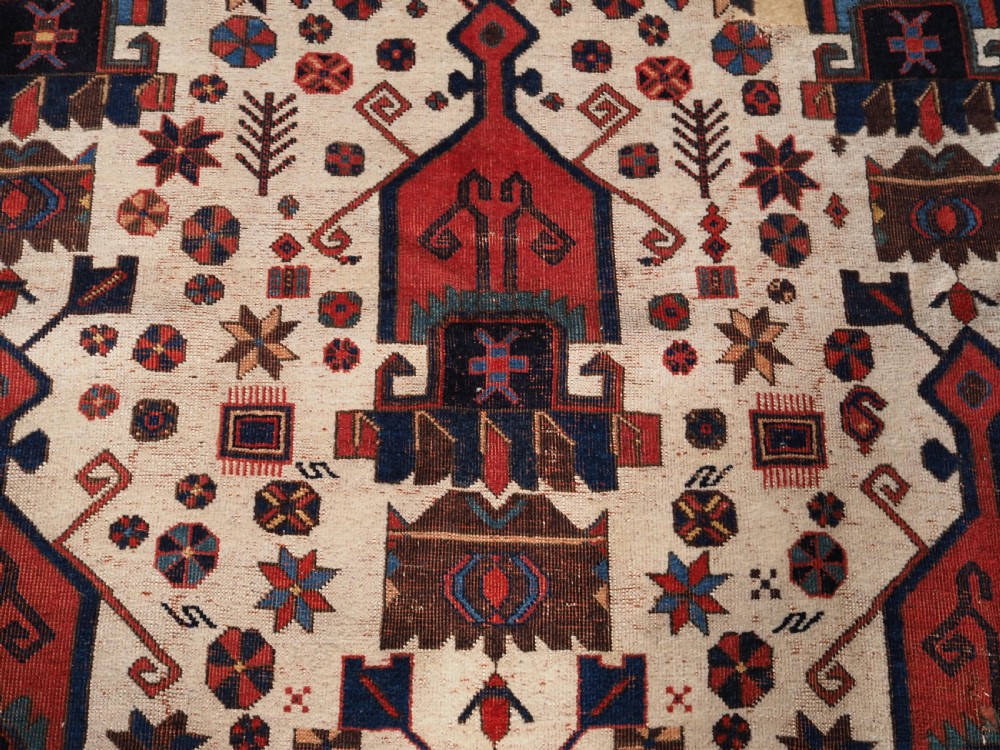 ANTIQUE AFSHAR NERIZ RUG WITH SHIELD DESIGN, CIRCA 1900. View XII
