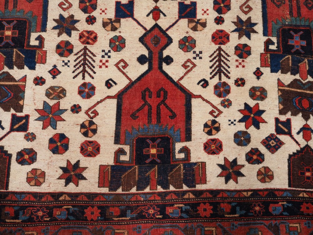 ANTIQUE AFSHAR NERIZ RUG WITH SHIELD DESIGN, CIRCA 1900. View XIII