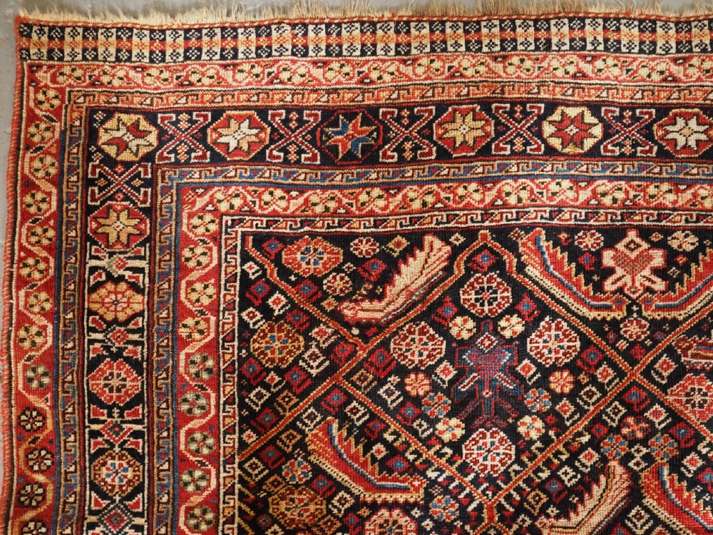 ANTIQUE TRIBAL QASHQAI RUG WITH HERATI LATTICE DESIGN, CIRCA 1880. View VI