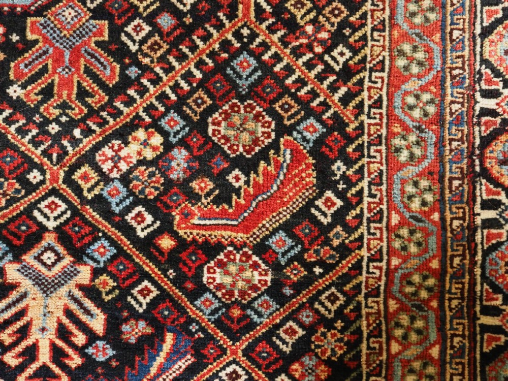 ANTIQUE TRIBAL QASHQAI RUG WITH HERATI LATTICE DESIGN, CIRCA 1880. View X