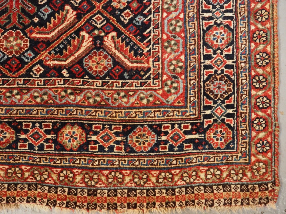ANTIQUE TRIBAL QASHQAI RUG WITH HERATI LATTICE DESIGN, CIRCA 1880. View XI