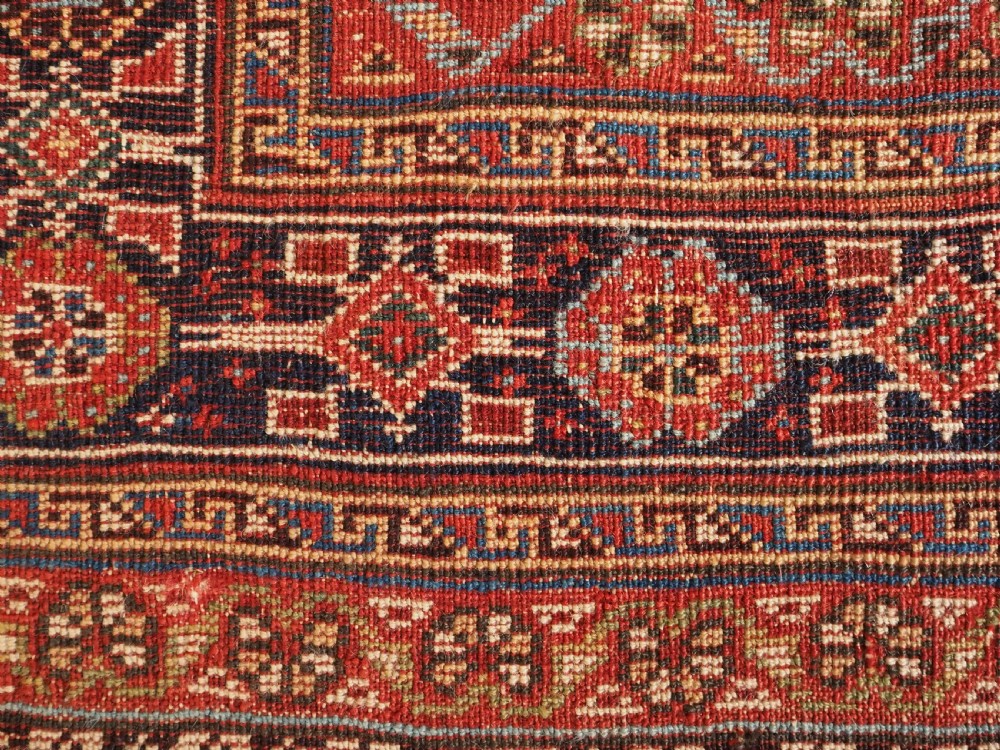 ANTIQUE TRIBAL QASHQAI RUG WITH HERATI LATTICE DESIGN, CIRCA 1880. View XII