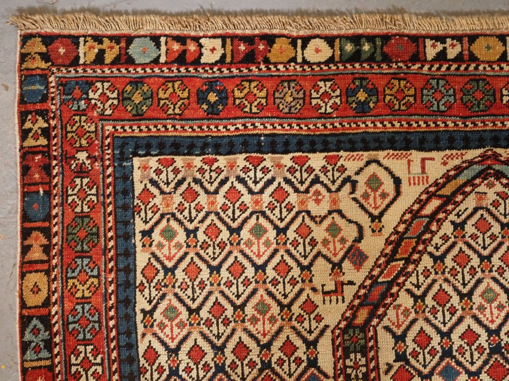 ANTIQUE CAUCASIAN SHIRVAN FLORAL LATTICE PRAYER RUG, CIRCA 1890. View IV