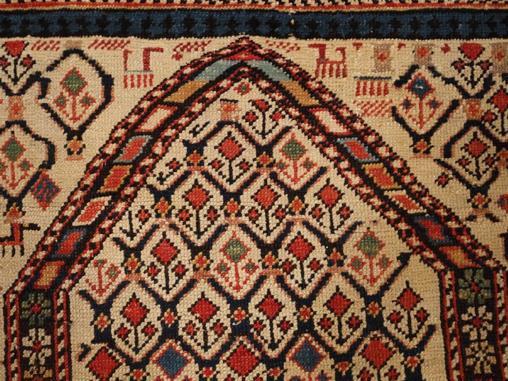 ANTIQUE CAUCASIAN SHIRVAN FLORAL LATTICE PRAYER RUG, CIRCA 1890. View V