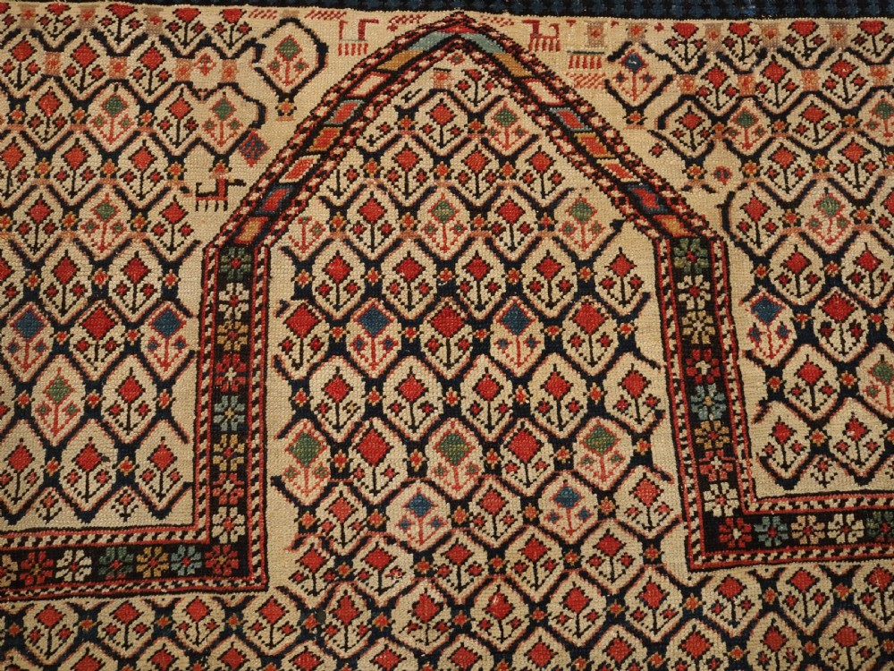 ANTIQUE CAUCASIAN SHIRVAN FLORAL LATTICE PRAYER RUG, CIRCA 1890. View VI