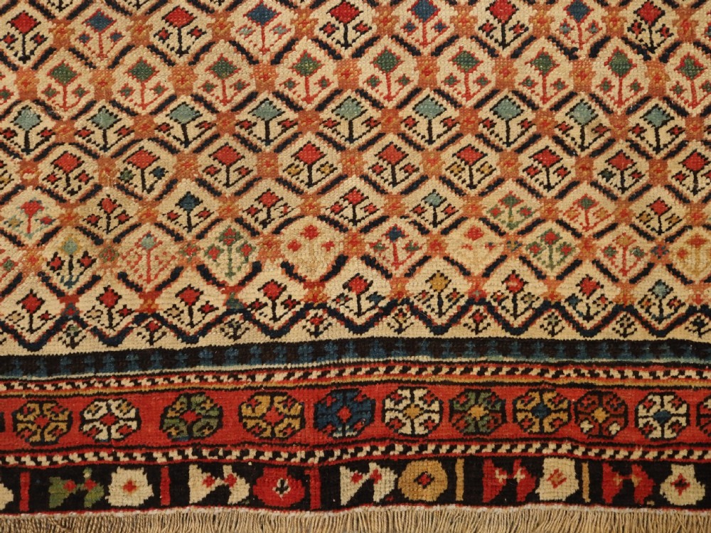ANTIQUE CAUCASIAN SHIRVAN FLORAL LATTICE PRAYER RUG, CIRCA 1890. View IX