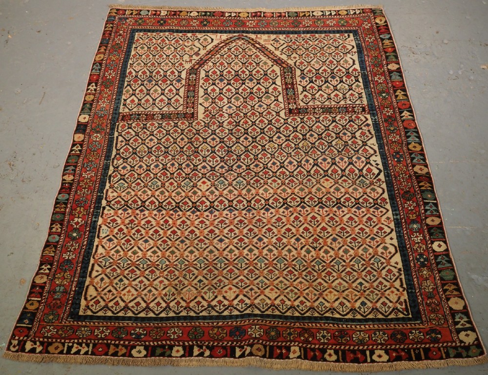 ANTIQUE CAUCASIAN SHIRVAN FLORAL LATTICE PRAYER RUG, CIRCA 1890. View XII