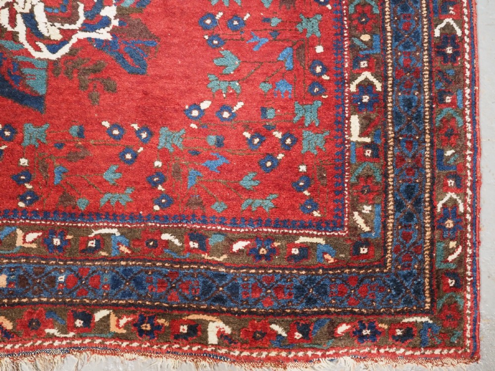 ANTIQUE AFSHAR RUG WITH FLORAL GUL FARANG DESIGN, CIRCA 1900. View X