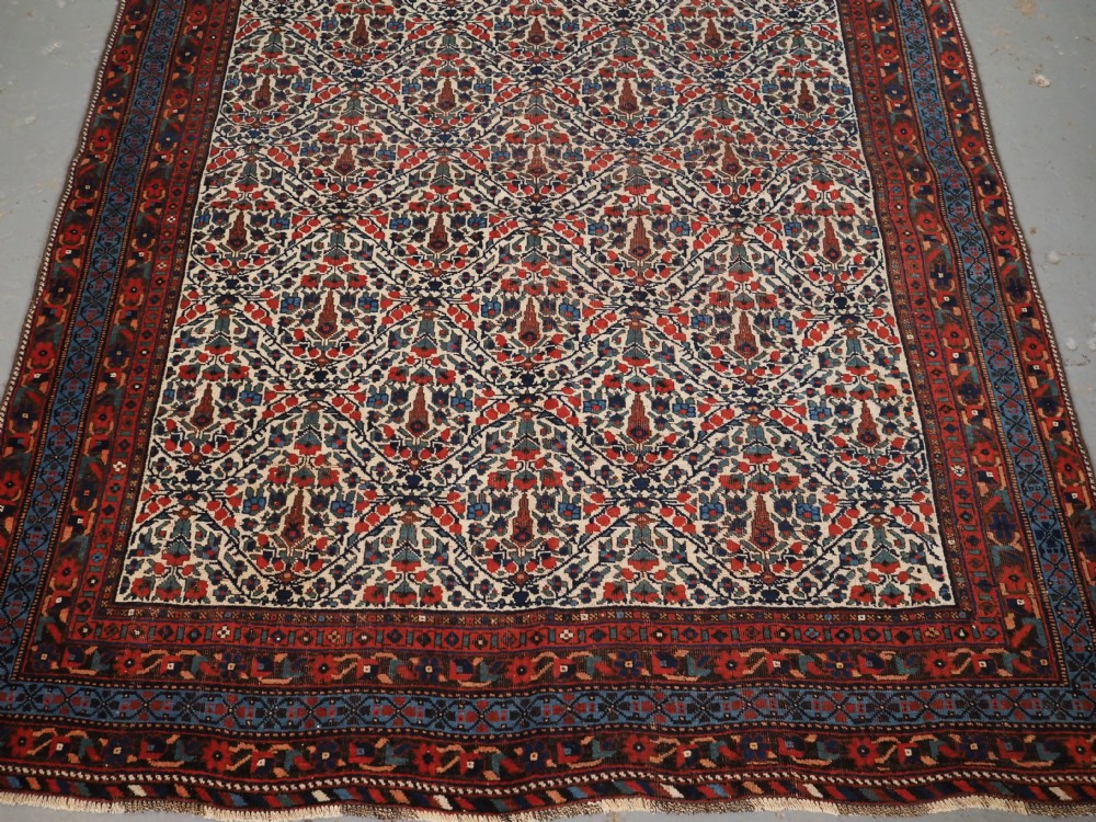ANTIQUE AFSHAR NERIZ RUG WITH REPEAT CYPRESS TREE DESIGN, CIRCA 1900. View III