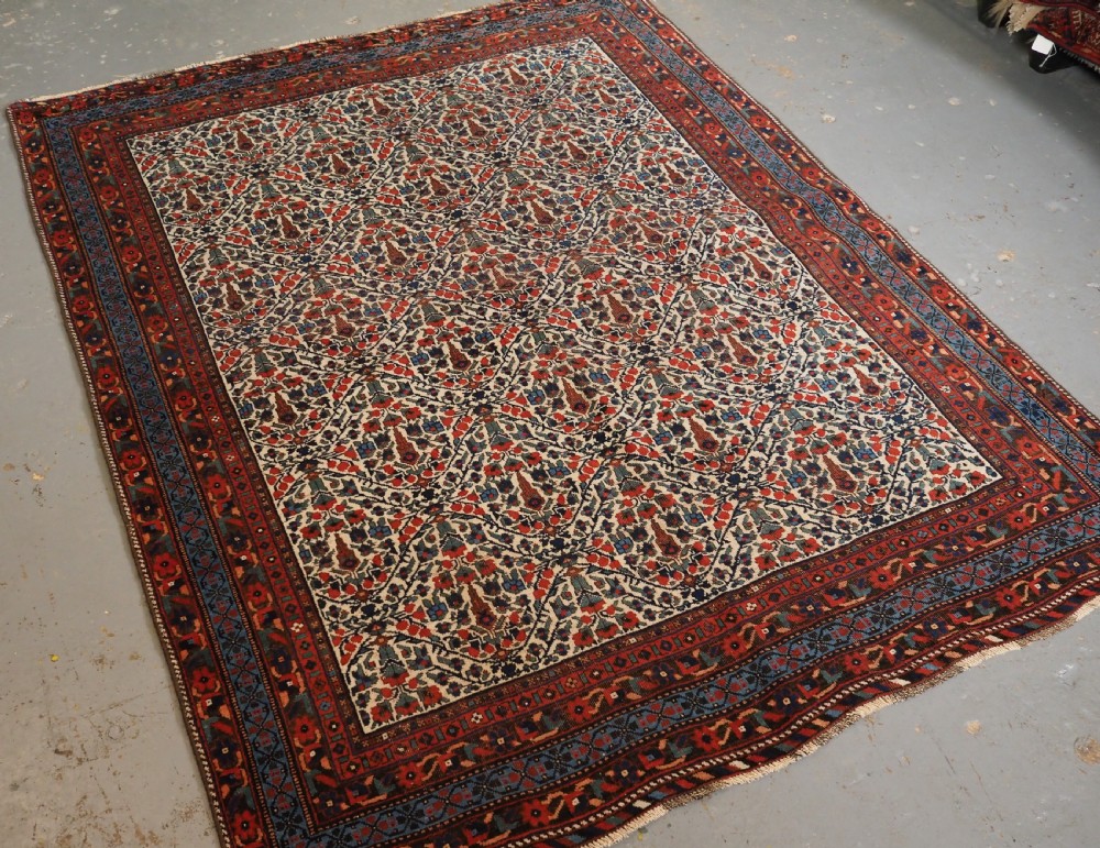 ANTIQUE AFSHAR NERIZ RUG WITH REPEAT CYPRESS TREE DESIGN, CIRCA 1900. View V