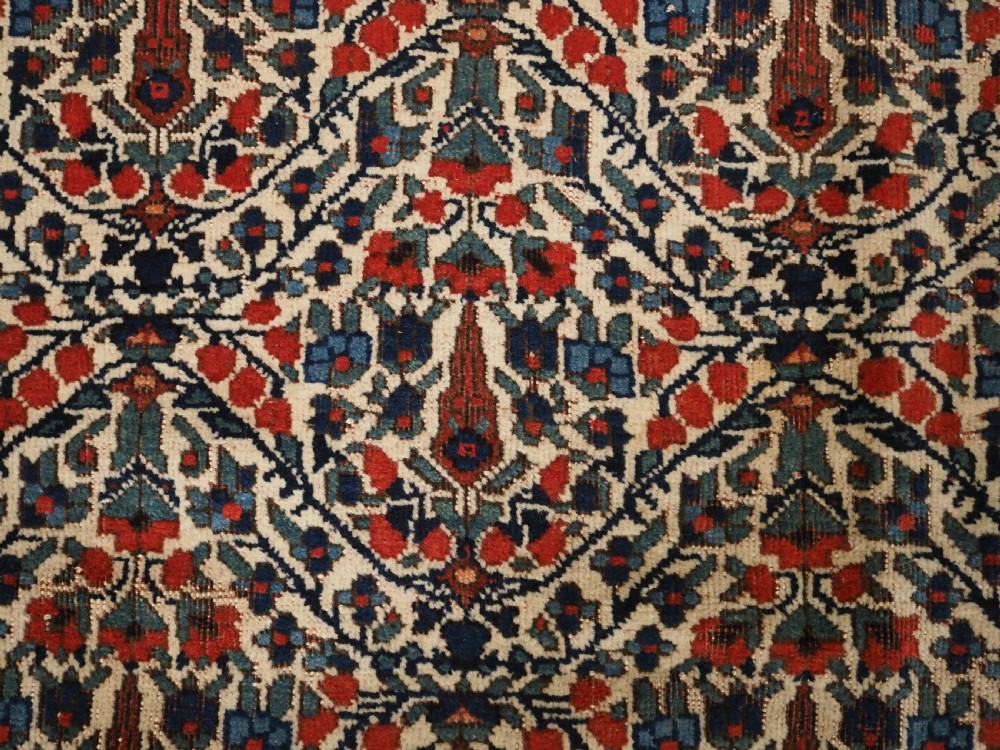 ANTIQUE AFSHAR NERIZ RUG WITH REPEAT CYPRESS TREE DESIGN, CIRCA 1900. View IX