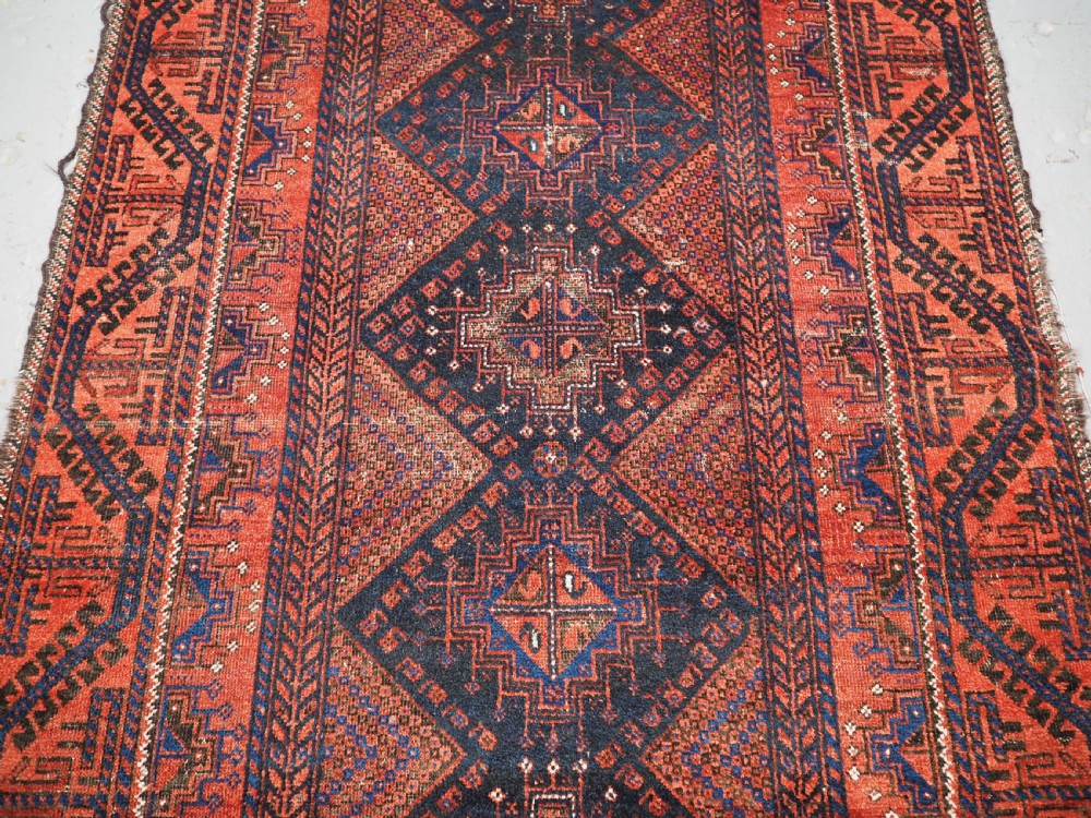 ANTIQUE FERDOWS BALUCH RUG OF SCARCE DESIGN, CIRCA 1900. View IV