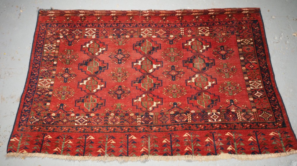 ANTIQUE ERSARI TURKMEN 12 GUL CHUVAL, GOOD GREEN, CIRCA 1900.