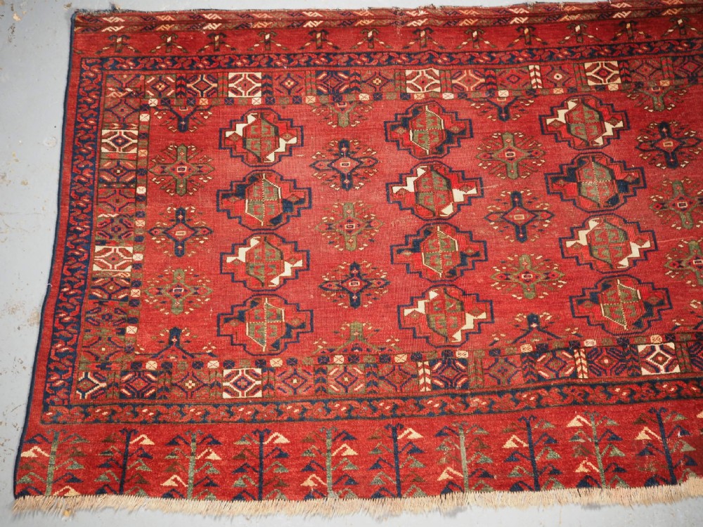 ANTIQUE ERSARI TURKMEN 12 GUL CHUVAL, GOOD GREEN, CIRCA 1900. View II