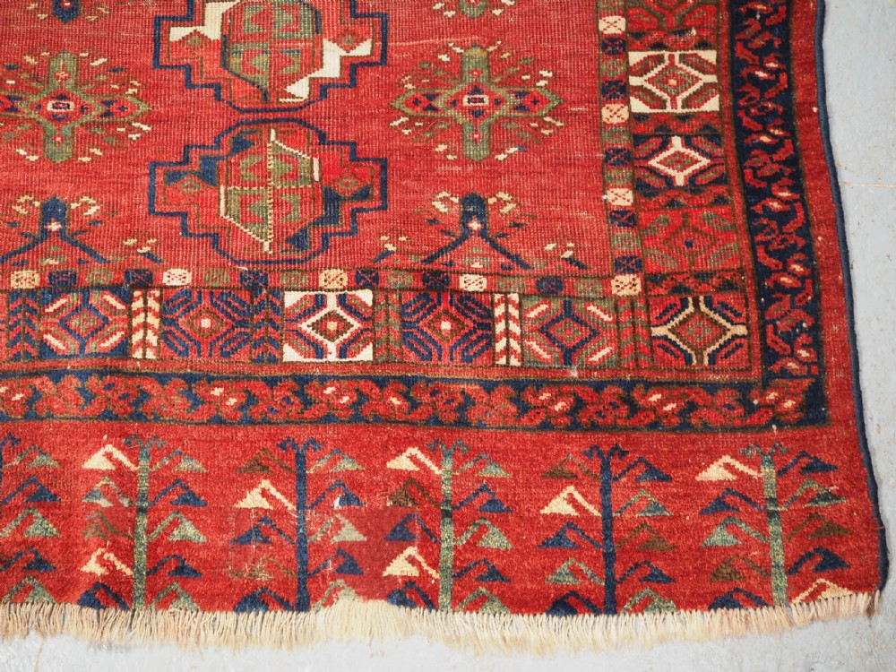 ANTIQUE ERSARI TURKMEN 12 GUL CHUVAL, GOOD GREEN, CIRCA 1900. View VIII