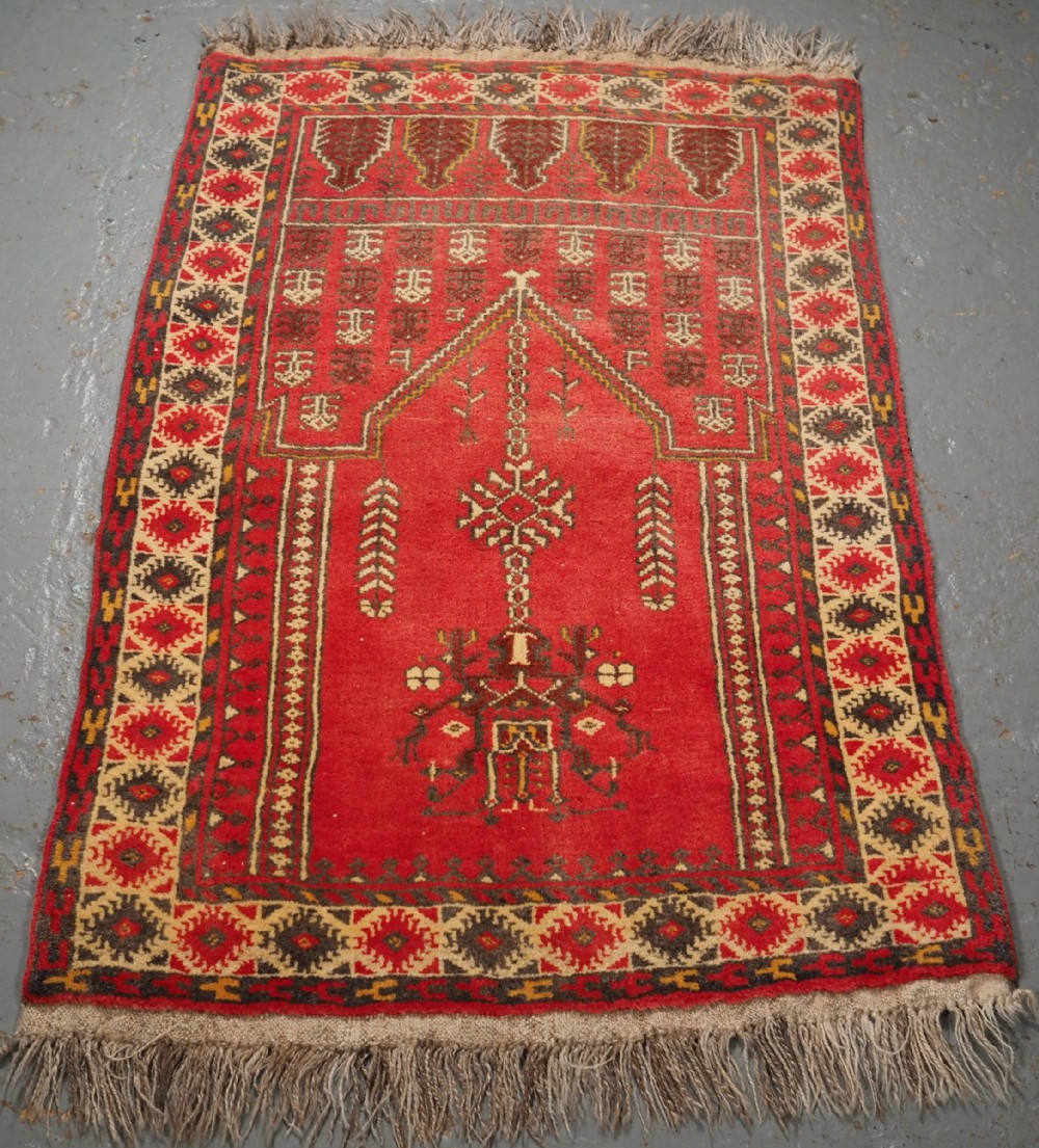 OLD AFGHAN VILLAGE PRAYER RUG, THICK HEAVY RUG, CIRCA 1930.