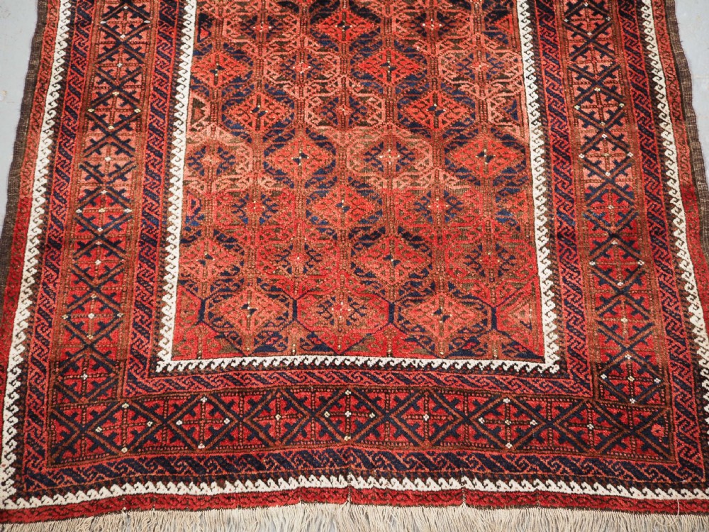 ANTIQUE BALUCH RUG WITH LATTICE DESIGN, SUPERB RUG, CIRCA 1880. View V