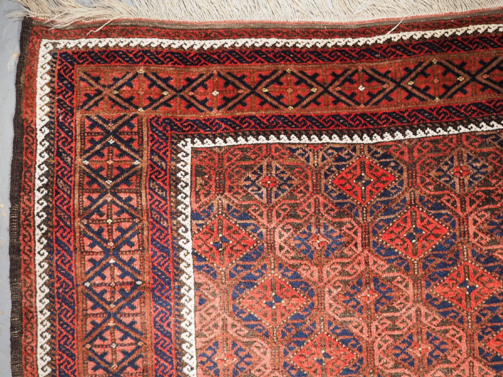 ANTIQUE BALUCH RUG WITH LATTICE DESIGN, SUPERB RUG, CIRCA 1880. View VI
