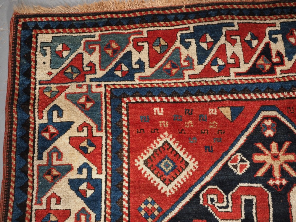 ANTIQUE CAUCASIAN CLOUDBAND CHONDZORESK KAZAK LONG RUG, CIRCA 1890. View V