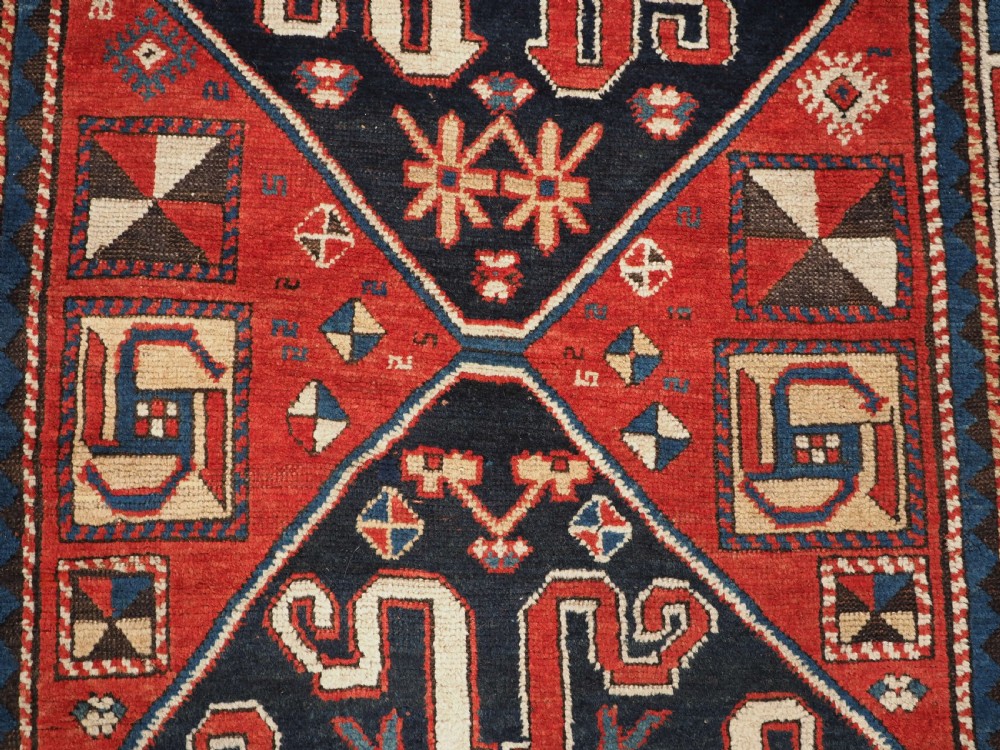 ANTIQUE CAUCASIAN CLOUDBAND CHONDZORESK KAZAK LONG RUG, CIRCA 1890. View VIII
