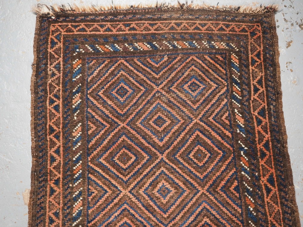 OLD AFGHAN BALUCH BALISHT BAG FACE, SMALL MAT, CIRCA 1920. View II