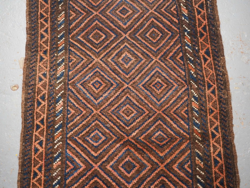OLD AFGHAN BALUCH BALISHT BAG FACE, SMALL MAT, CIRCA 1920. View III
