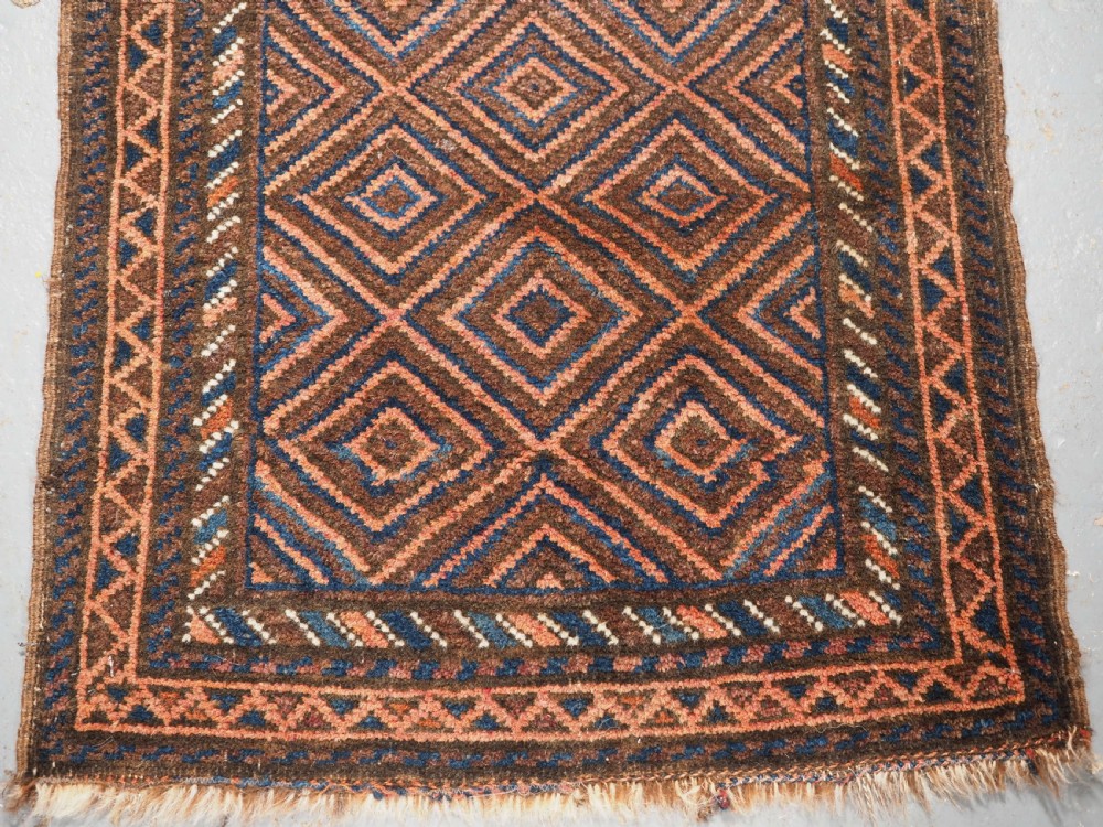 OLD AFGHAN BALUCH BALISHT BAG FACE, SMALL MAT, CIRCA 1920. View IV