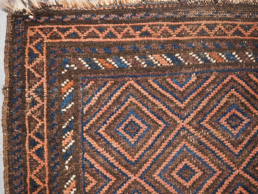 OLD AFGHAN BALUCH BALISHT BAG FACE, SMALL MAT, CIRCA 1920. View V